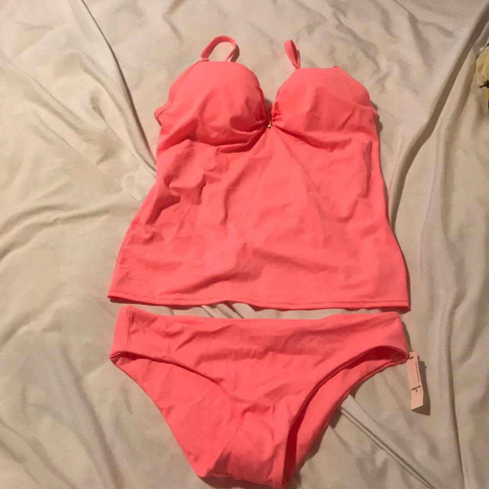 Victoria's Secret Coral Pink Tankini and Bikini Set